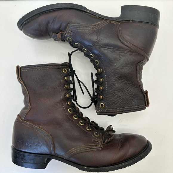 DD TUFF USA Shoes - PD TUFF Boots Made in USA Union Brown Leather Kiltie Roper Lace Up Womens Size 8